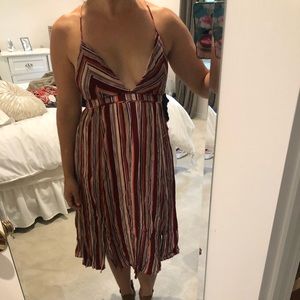 Montara Red striped backless midi dress